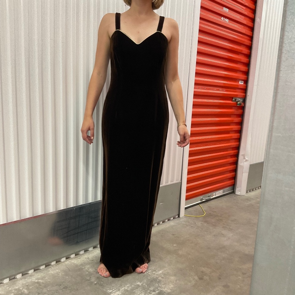 90s Brown Velvet Evening Gown